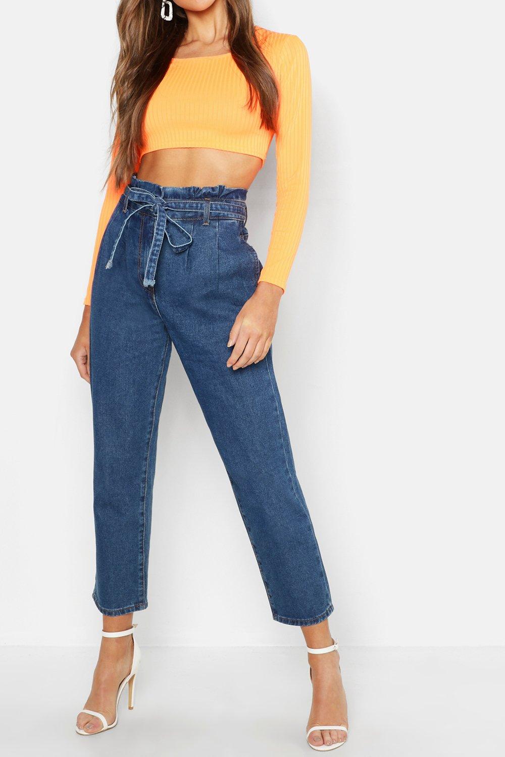 Tie waist sale paperbag jeans